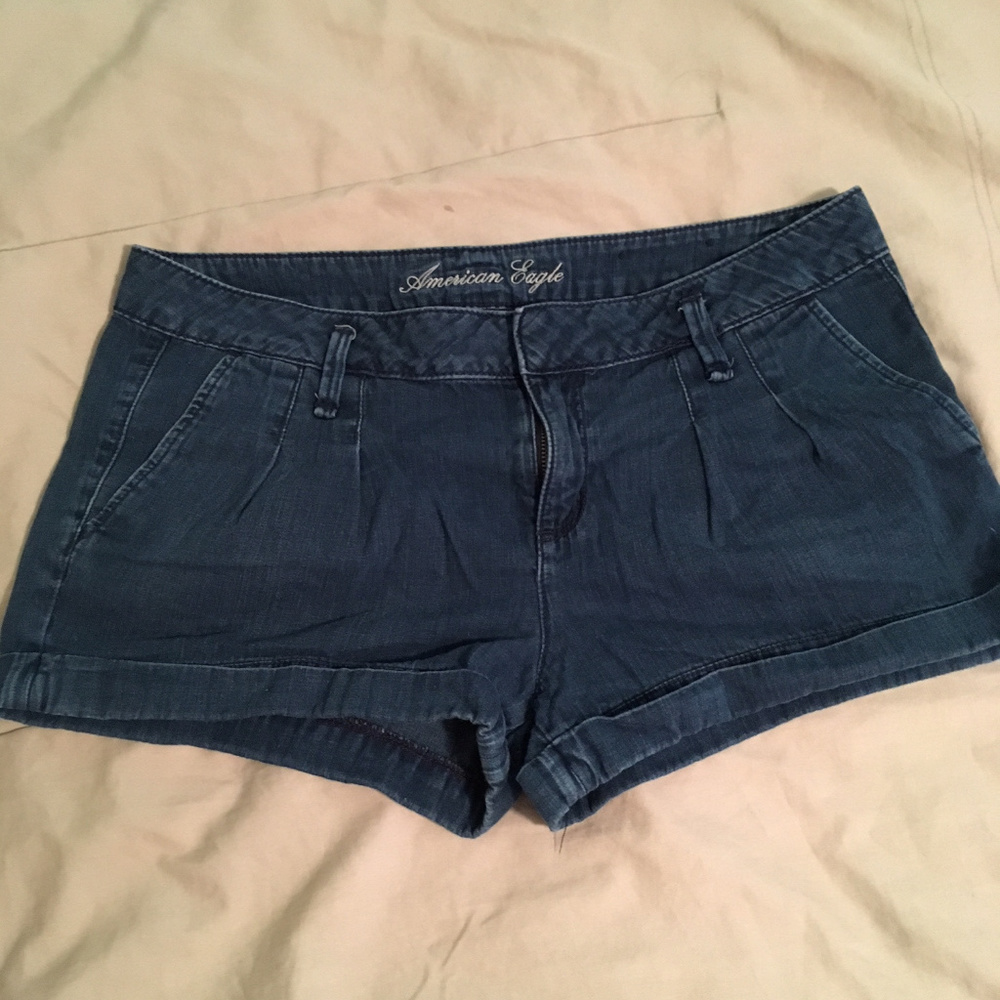 Used American Eagle Blue Fabric Shorts, Size 10